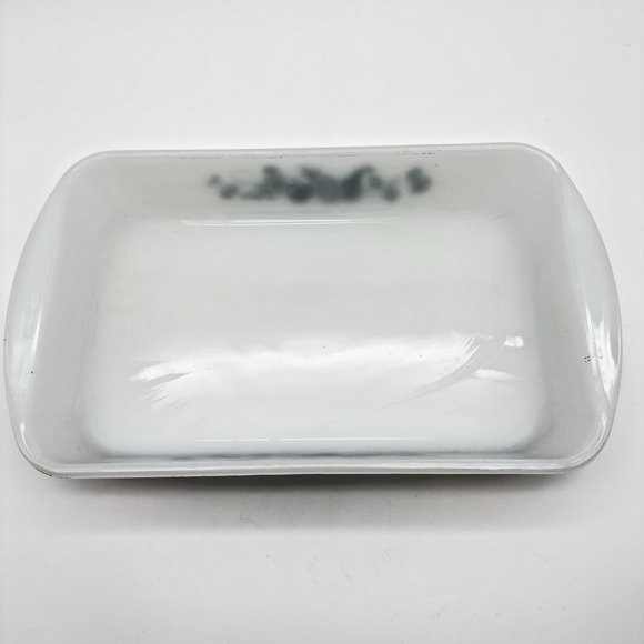 Glasbake Baking Casserole Dish Retro Blue Fruit Milk Glass 2.5 Qt 8"x12.5" - Picture 5 of 12